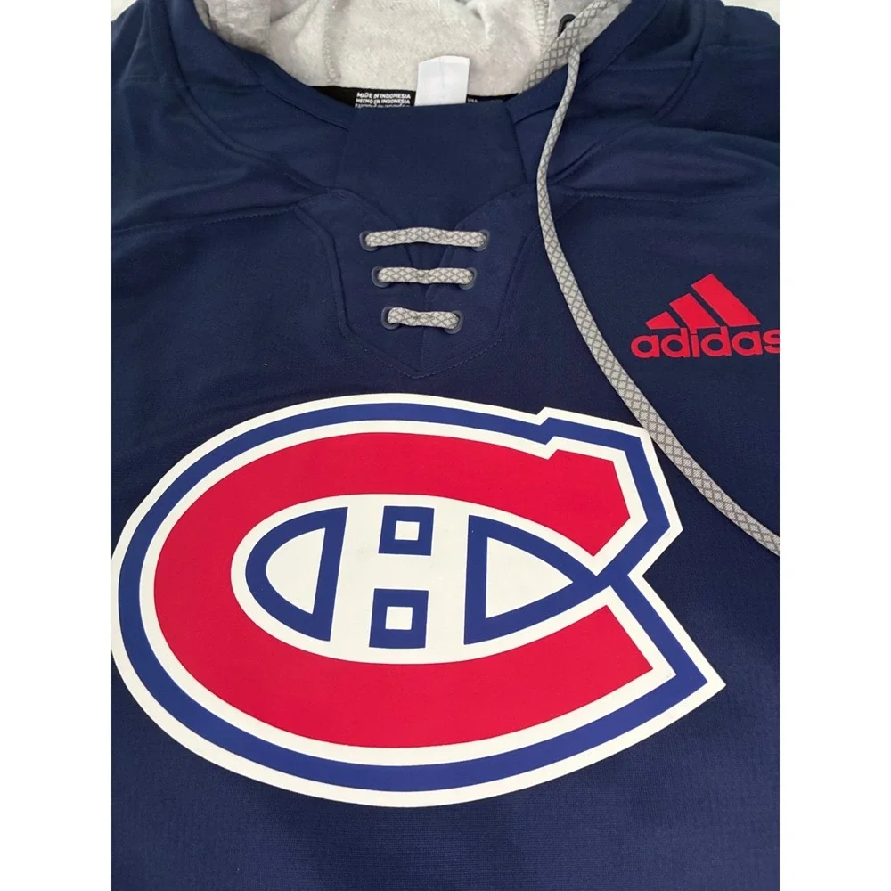 Men's XL NWT Montreal Canadiens adidas Navy Skate Lace AEROREADY - Pullover Hood